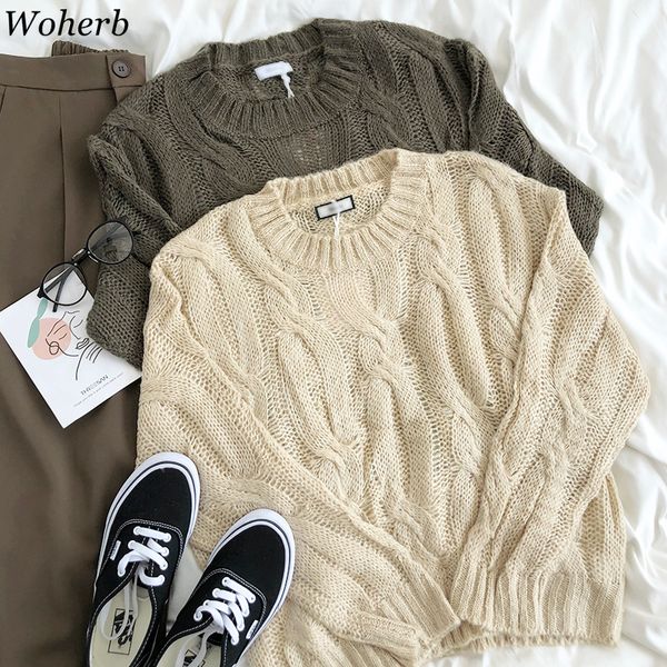 woherb korean knitted pullovers fall women clothes o-neck ribbed hollow out sweater oversized outwear fashion mujer weater, White;black
woherb korean knitted pullovers fall women clothes o-neck ribbed hollow out sweater oversized outwear fashion mujer weater, White;black