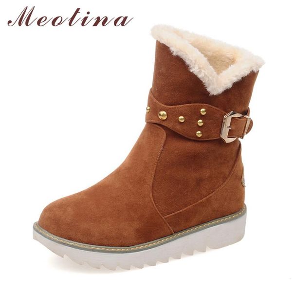 meotina winter snow boots women ankle boots platform wedge buckle plush ladies short shoes warm black brown size 33-43
meotina winter snow boots women ankle boots platform wedge buckle plush ladies short shoes warm black brown size 33-43
