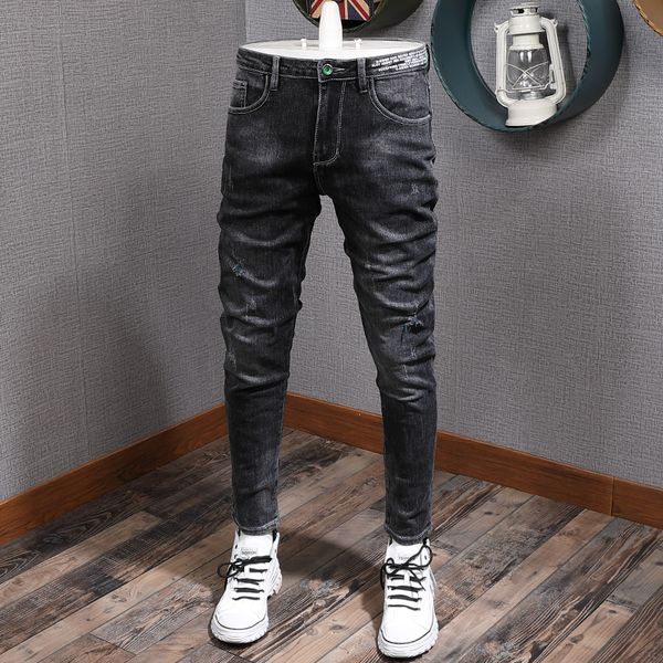 2021 new fashion streetwear black elastic slim fit ripped men denim pencil pants korean style vintage designer jeans 38zp, Blue
2021 new fashion streetwear black elastic slim fit ripped men denim pencil pants korean style vintage designer jeans 38zp, Blue