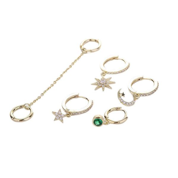 hoop & huggie earrings star moon set women's fashion jewelry gift mini inlaid zircon ear chain five-piece, Golden;silver
hoop & huggie earrings star moon set women's fashion jewelry gift mini inlaid zircon ear chain five-piece, Golden;silver