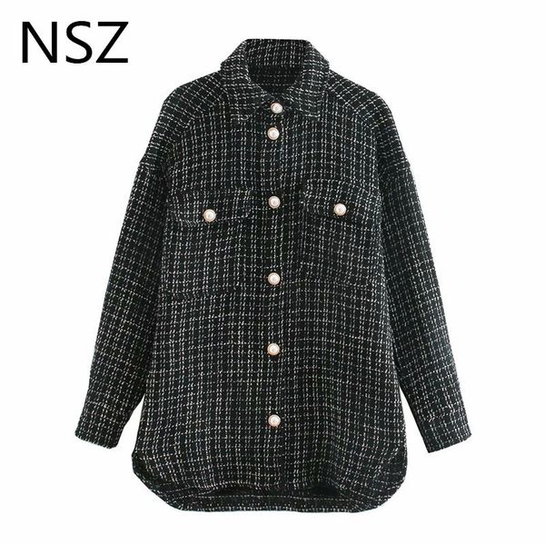 nsz women plaid oversized tweed jacket fall fashion checked woolen coat long sleeve wool blend outerwear 201112, Black;brown
nsz women plaid oversized tweed jacket fall fashion checked woolen coat long sleeve wool blend outerwear 201112, Black;brown