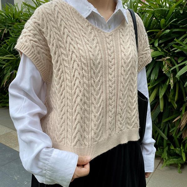 v-neck twist knitted vest women solid loose basic pullovers female 2021 spring autumn new casual korean knitwear sweater, White;black
v-neck twist knitted vest women solid loose basic pullovers female 2021 spring autumn new casual korean knitwear sweater, White;black