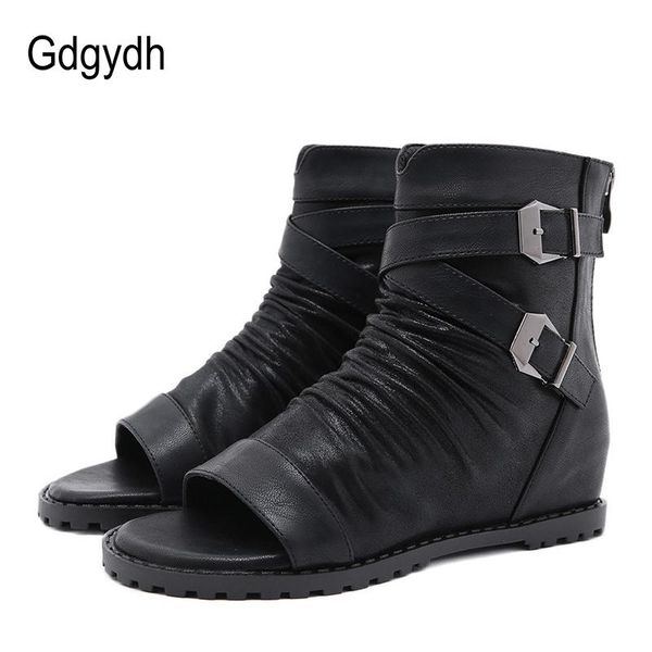 gdgydh 2021 spring flock women ankle boots open toe increasing heels female shoes metal buckles back zipper wedges ladies shoes, Black
gdgydh 2021 spring flock women ankle boots open toe increasing heels female shoes metal buckles back zipper wedges ladies shoes, Black