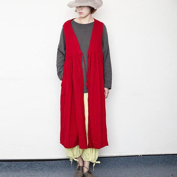 johnature new v-neck lace up cotton linen women long vest 2019 autumn loose vintage all-match solid color female cardigan vest1, Black;white
johnature new v-neck lace up cotton linen women long vest 2019 autumn loose vintage all-match solid color female cardigan vest1, Black;white