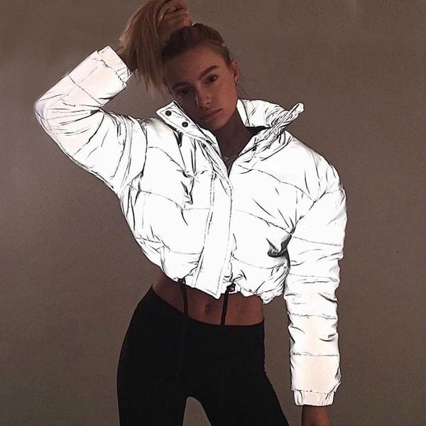 reflective gray zipper oversized women jackets long sleeve button loose thick cropped jacket streetwear coat winter lj200813, Black;brown
reflective gray zipper oversized women jackets long sleeve button loose thick cropped jacket streetwear coat winter lj200813, Black;brown