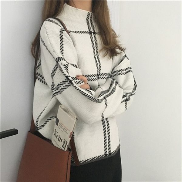 sweater fashion plaid turtleneck loose knit full sleeve korean casual 2020 ins winter new women's pullovers, Black;brown
sweater fashion plaid turtleneck loose knit full sleeve korean casual 2020 ins winter new women's pullovers, Black;brown