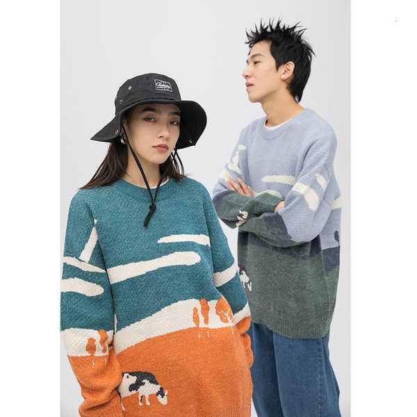 men's sweaters american tide brand fashion street retro animal pattern knitted sweater trend round neck loose coat men clothes pullover, White;black
men's sweaters american tide brand fashion street retro animal pattern knitted sweater trend round neck loose coat men clothes pullover, White;black