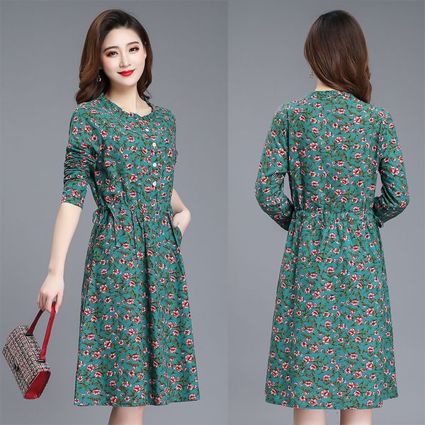 2021 new feminine floral line dressed cotton and linen around the neck long sleeve sweater gown in autumn casual female temperament dres, Black;gray
2021 new feminine floral line dressed cotton and linen around the neck long sleeve sweater gown in autumn casual female temperament dres, Black;gray