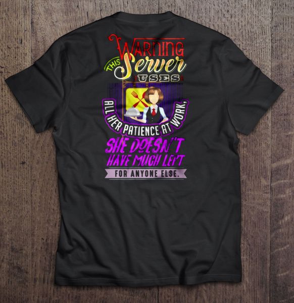 warning this server uses all her patience at work she doesn t have much left for anyone else women sport hooded sweatshirt hoodie t shirt
warning this server uses all her patience at work she doesn t have much left for anyone else women sport hooded sweatshirt hoodie t shirt