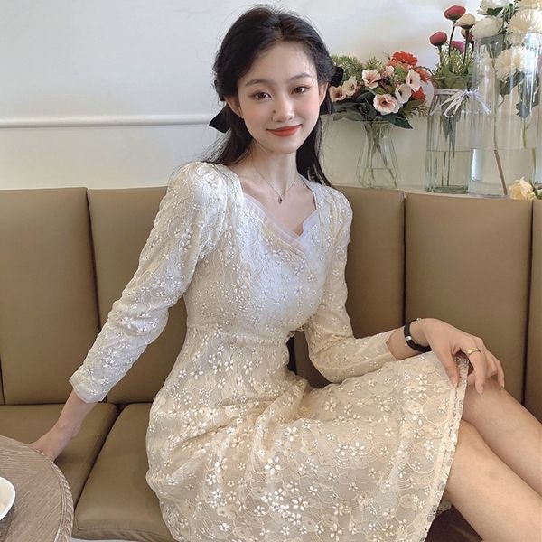 autumn 2020 new style french square neck floral temperament slim medium long sleeve lace dress for women
autumn 2020 new style french square neck floral temperament slim medium long sleeve lace dress for women
