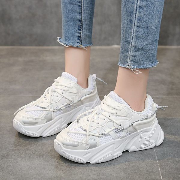2021 the new breathable mesh smooth women's white lace up to sports with thick background women comfortable platform shoes tz6p, Black
2021 the new breathable mesh smooth women's white lace up to sports with thick background women comfortable platform shoes tz6p, Black