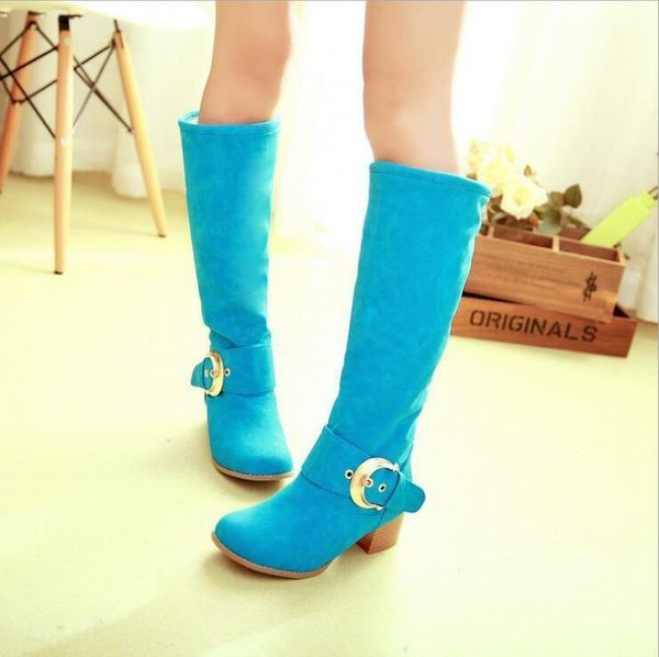 womens chunky mid heel buckle knee high riding boots suede pull on shoes warm, Black
womens chunky mid heel buckle knee high riding boots suede pull on shoes warm, Black