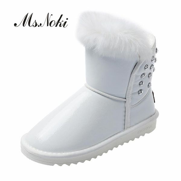 ms.noki fashion rivet solid boots women flat with warm plush winter boots woman slip on round toe female snow ankle shoes, Black
ms.noki fashion rivet solid boots women flat with warm plush winter boots woman slip on round toe female snow ankle shoes, Black