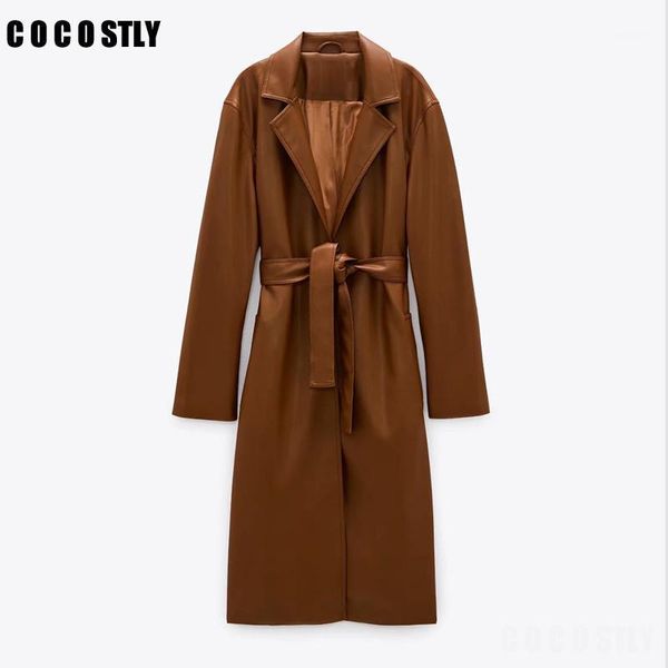 new winter coat women 2020 belt faux leather trench coat vintage long sleeve side vents female leather outerwear 1, Black
new winter coat women 2020 belt faux leather trench coat vintage long sleeve side vents female leather outerwear 1, Black