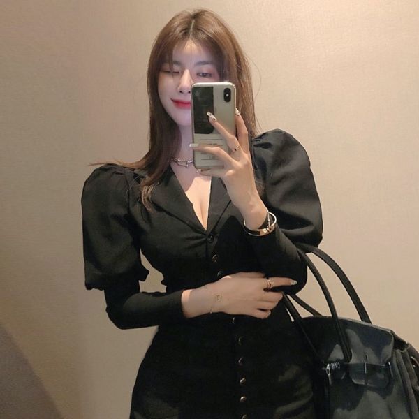 autumn 2020 new hong kong style bubble waist shows thin long sleeve temperament v-neck dress for women
autumn 2020 new hong kong style bubble waist shows thin long sleeve temperament v-neck dress for women