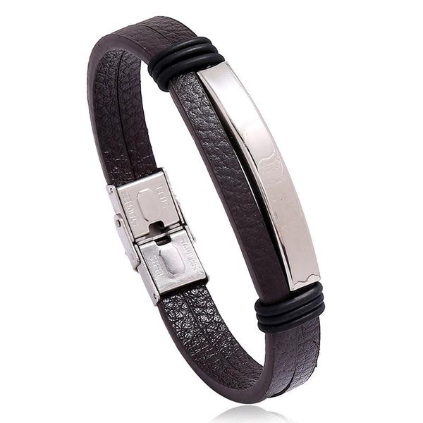 charm bracelets trend punk style stainless steel smooth leather bracelet simple and versatile male female student accessories, Golden;silver
charm bracelets trend punk style stainless steel smooth leather bracelet simple and versatile male female student accessories, Golden;silver