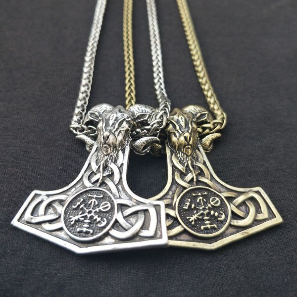 nordic mythology mjolnir amulet necklace jing goat hammer skeleton pendant compass christmas gift, Silver
nordic mythology mjolnir amulet necklace jing goat hammer skeleton pendant compass christmas gift, Silver