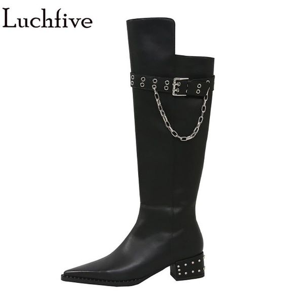 boots chains knee high rivets chunky heels shoes woman pointy toe long buckle belt black zapatos mujer
boots chains knee high rivets chunky heels shoes woman pointy toe long buckle belt black zapatos mujer