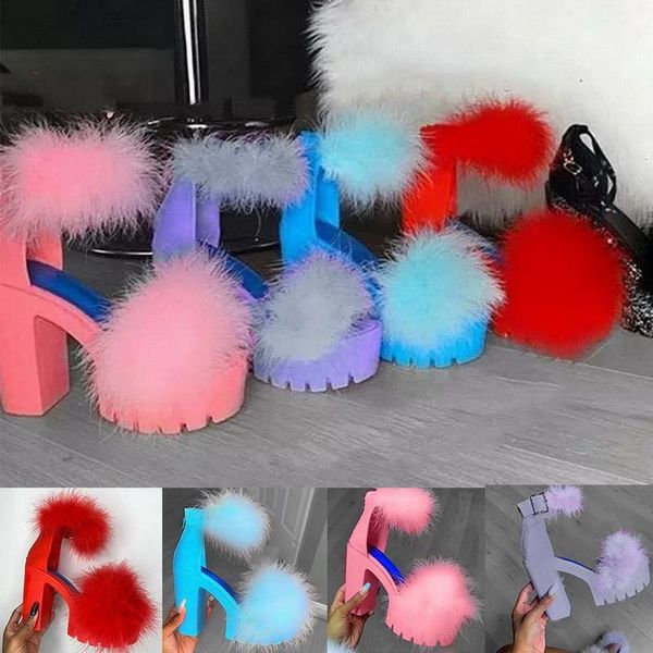 woman furry high heels pumps buckle platform heels sandals with fur women square heel ankle strap open rubber party 2021, Black
woman furry high heels pumps buckle platform heels sandals with fur women square heel ankle strap open rubber party 2021, Black