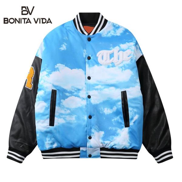 bonita vida sky cloud print stripe bomber baseball parka jackets men patchwork cotton padded coats streetwear harajuku, Black
bonita vida sky cloud print stripe bomber baseball parka jackets men patchwork cotton padded coats streetwear harajuku, Black