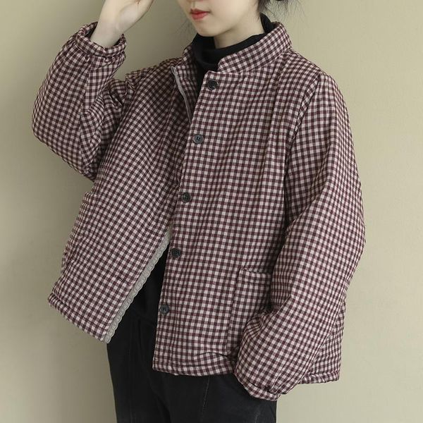 plaid women parkas pockets 2021 winter warm loose cotton-padded long sleeve cardigan vintage korean female coat, Black
plaid women parkas pockets 2021 winter warm loose cotton-padded long sleeve cardigan vintage korean female coat, Black