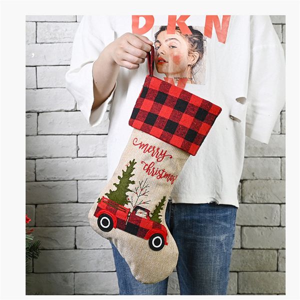 christmas festive ornament double layer checked deco check car stockings gift bag linen environmental protection
christmas festive ornament double layer checked deco check car stockings gift bag linen environmental protection