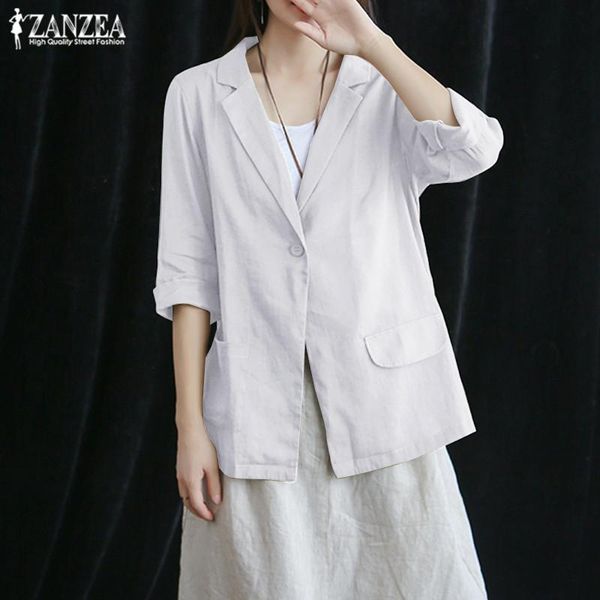 women's suits & blazers zanzea 2021 elegant coats fashion 3/4 sleeve shirts outwaer female single-button jackets plus size cotton tunic, White;black
women's suits & blazers zanzea 2021 elegant coats fashion 3/4 sleeve shirts outwaer female single-button jackets plus size cotton tunic, White;black