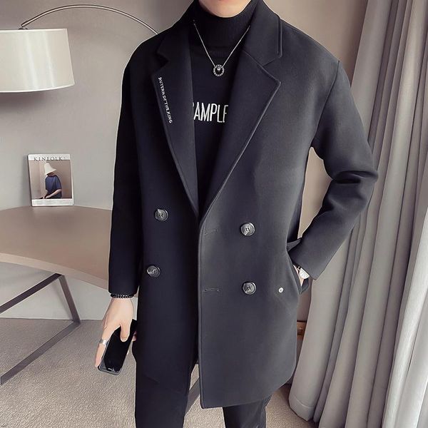 double-breasted woolen coat men winter windbreaker 2020 casual wild long-section turn-down collar solid outdoor black jacket
double-breasted woolen coat men winter windbreaker 2020 casual wild long-section turn-down collar solid outdoor black jacket