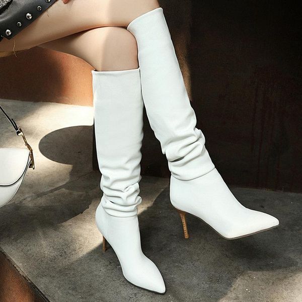 boots 2021 autumn winter long women faux leather knee high fashion slip on pointed toe thin heel lady shoes, Black
boots 2021 autumn winter long women faux leather knee high fashion slip on pointed toe thin heel lady shoes, Black