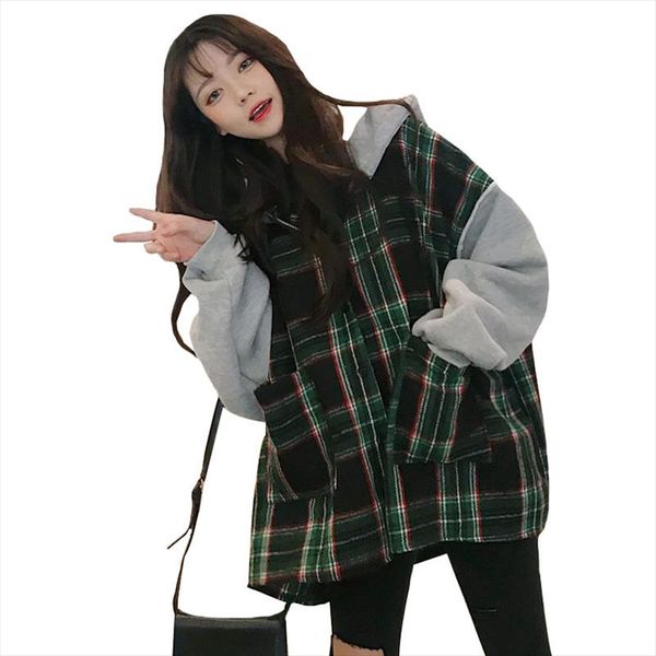 women harajuku patchwork autumn hooded sweatshirts oversized plaid loose hoodies student casual sweet batwing sleeve sweatshirt, Black
women harajuku patchwork autumn hooded sweatshirts oversized plaid loose hoodies student casual sweet batwing sleeve sweatshirt, Black