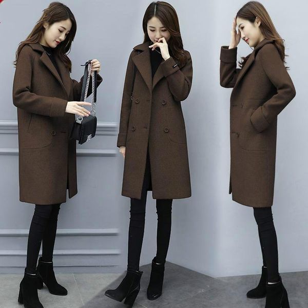 2021 women autumn winter elegant wool coat lady solid double breasted mid-long outerwear female casual slim oversize jacket f255, Black
2021 women autumn winter elegant wool coat lady solid double breasted mid-long outerwear female casual slim oversize jacket f255, Black