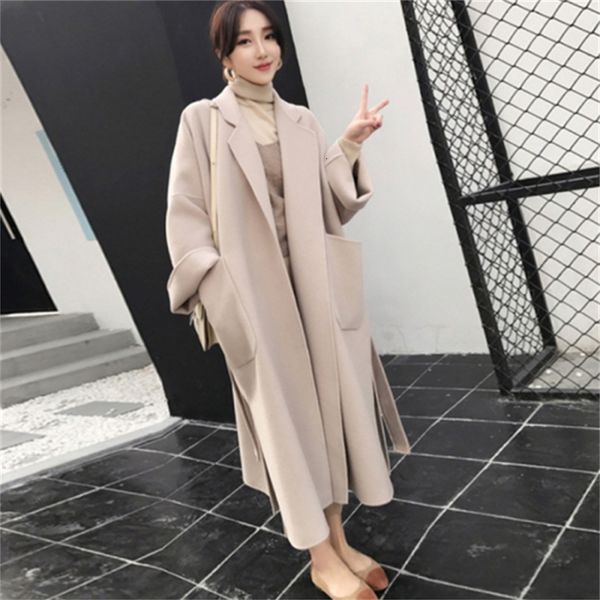 new female winter long retro-loose jacket at knee height wool coat ladys collar jackets s2c6, Black
new female winter long retro-loose jacket at knee height wool coat ladys collar jackets s2c6, Black