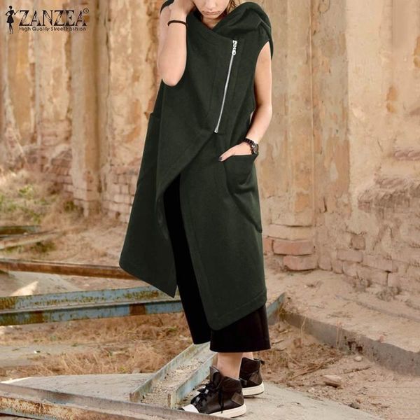 zanzea women hoodies sweatshirt coats autumn sleeveless zipper long outwear fashion loose solid irregualr jackets, Black;brown
zanzea women hoodies sweatshirt coats autumn sleeveless zipper long outwear fashion loose solid irregualr jackets, Black;brown