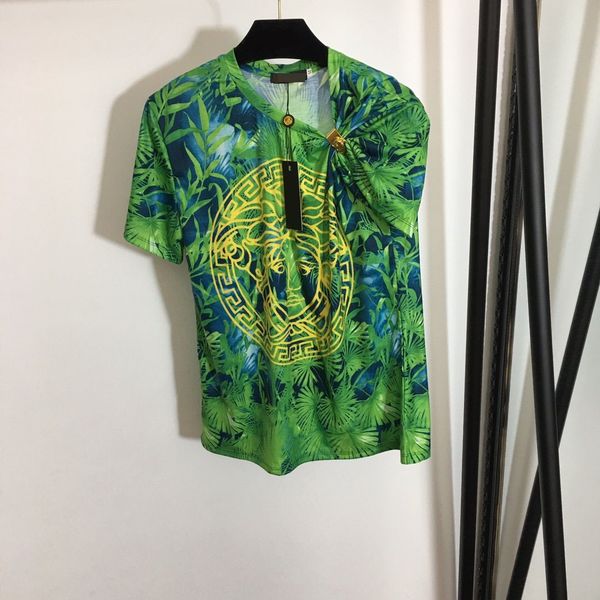 new high-end women t-shirt 's dress portrait jungle print metal knot fashion temperament irregular short sleeve t-shirt women tkher, White
new high-end women t-shirt 's dress portrait jungle print metal knot fashion temperament irregular short sleeve t-shirt women tkher, White