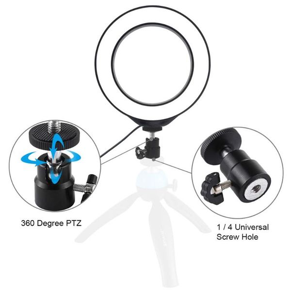 flash heads 6.2 inch 16cm usb 3 modes dimmable led ring vlogging pography video lights with cold shoe tripod ball head(black)
flash heads 6.2 inch 16cm usb 3 modes dimmable led ring vlogging pography video lights with cold shoe tripod ball head(black)