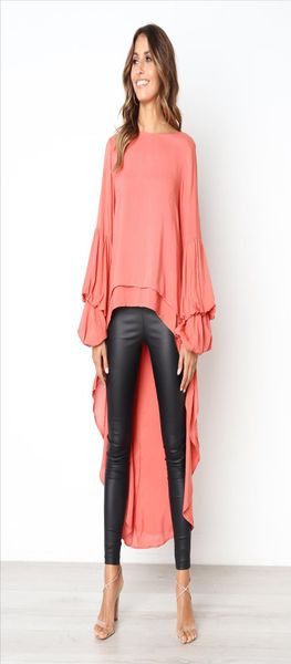 women lantern sleeve front short back long high neck loose long sleeve asymmetrical hem tunic lady casual fishtail shirt d30, White
women lantern sleeve front short back long high neck loose long sleeve asymmetrical hem tunic lady casual fishtail shirt d30, White