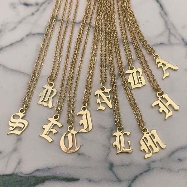 ancient letters necklace stainless steel ketting gold color old english a-z initial pendant necklace jewelry bijoux femme, Silver
ancient letters necklace stainless steel ketting gold color old english a-z initial pendant necklace jewelry bijoux femme, Silver