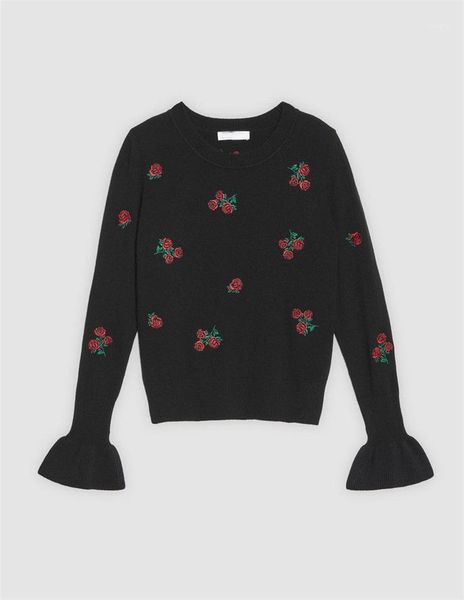 2021 fall winter new women sweater rose embroidered long sleeve round neck knit sweater women1, White;black
2021 fall winter new women sweater rose embroidered long sleeve round neck knit sweater women1, White;black