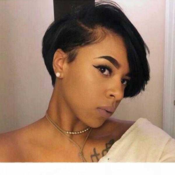 side part lace front human hair wigs for black women pre plucked with full machine made non frontal baby hair short bob wig, Black;brown
side part lace front human hair wigs for black women pre plucked with full machine made non frontal baby hair short bob wig, Black;brown