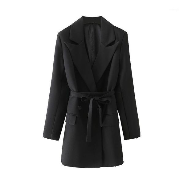 2021 new long black blazer women office ladies single breasted blazers spring fall women lacing coat clothes1, White;black