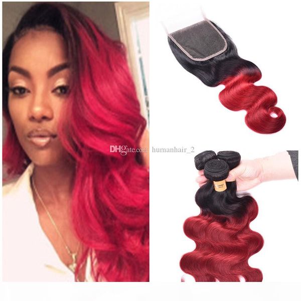 red ombre hair body wave with lace closure two tone 1b red human brazilian virgin hair and 4*4 lace closure part, Black;brown 
red ombre hair body wave with lace closure two tone 1b red human brazilian virgin hair and 4*4 lace closure part, Black;brown