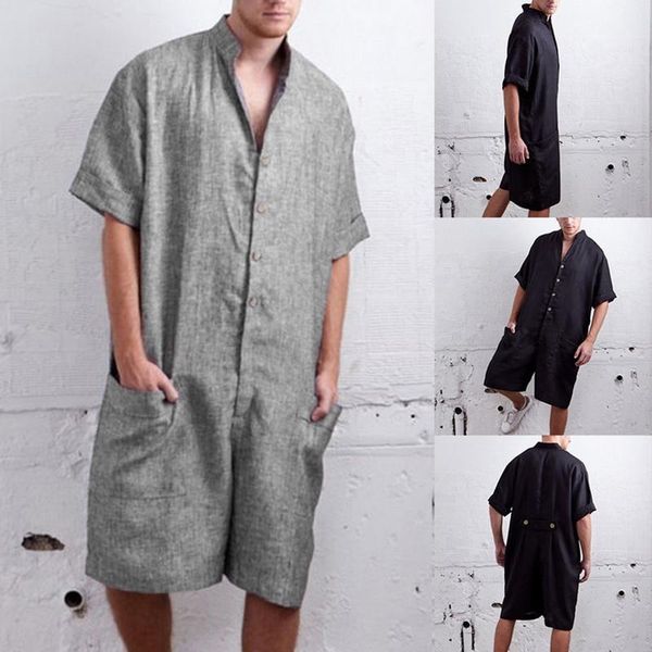 heflashorsummer loose men rompers cotton half sleeve button pants vintage casual solid men cargo overalls jumpsuit trousers1, Black
heflashorsummer loose men rompers cotton half sleeve button pants vintage casual solid men cargo overalls jumpsuit trousers1, Black