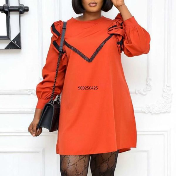 women mini dress loose long sleeves ruffles autumn fashion african female vestidos plus size xxxl elegant casual work wear robes1, Black;gray 
women mini dress loose long sleeves ruffles autumn fashion african female vestidos plus size xxxl elegant casual work wear robes1, Black;gray