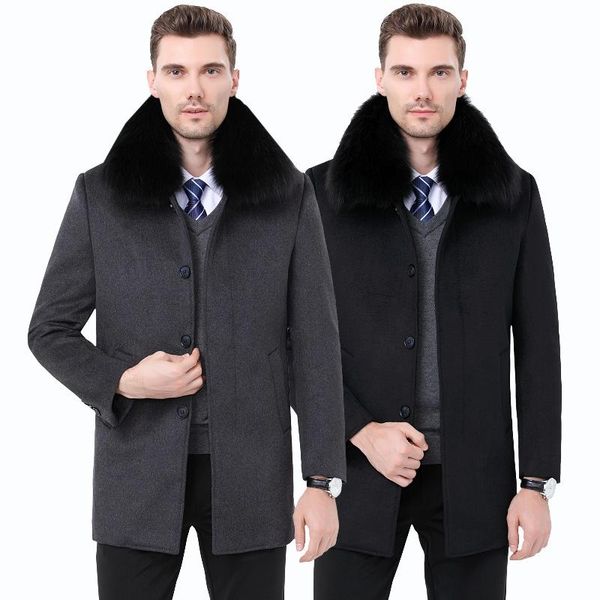 2020 men's cashmere coat winter with velvet bladder father upset middle-aged cloth coat winter collars, Black
2020 men's cashmere coat winter with velvet bladder father upset middle-aged cloth coat winter collars, Black