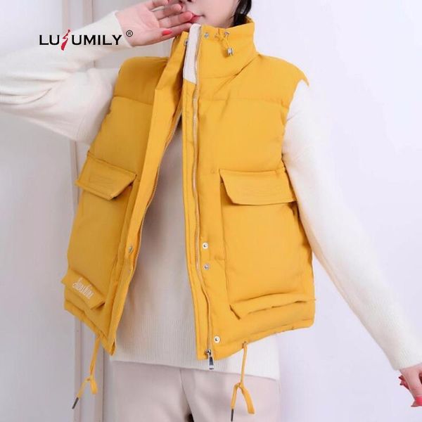 women's vests lusumily women thick vest winter warm sleeveless padded jacket female cotton coat waistcoat 2021 girl snow top, Black;white
women's vests lusumily women thick vest winter warm sleeveless padded jacket female cotton coat waistcoat 2021 girl snow top, Black;white