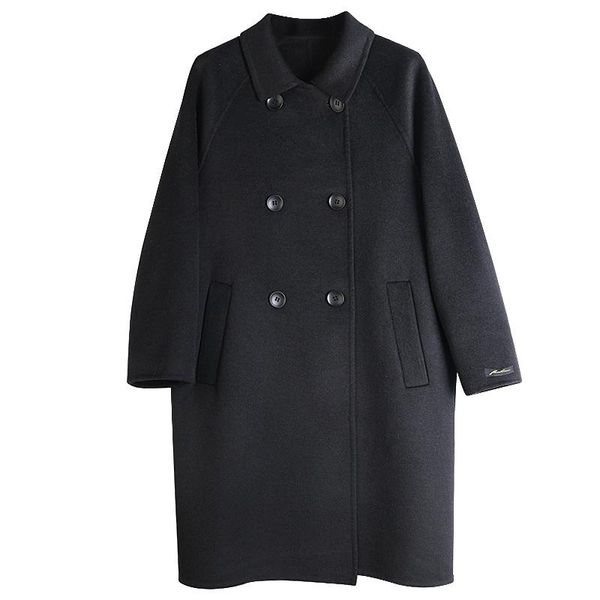 women's wool & blends 2021 fashion hand-sewn double-sided woolen coat high-end straight double-breasted solid color mid-length women b1, Black
women's wool & blends 2021 fashion hand-sewn double-sided woolen coat high-end straight double-breasted solid color mid-length women b1, Black