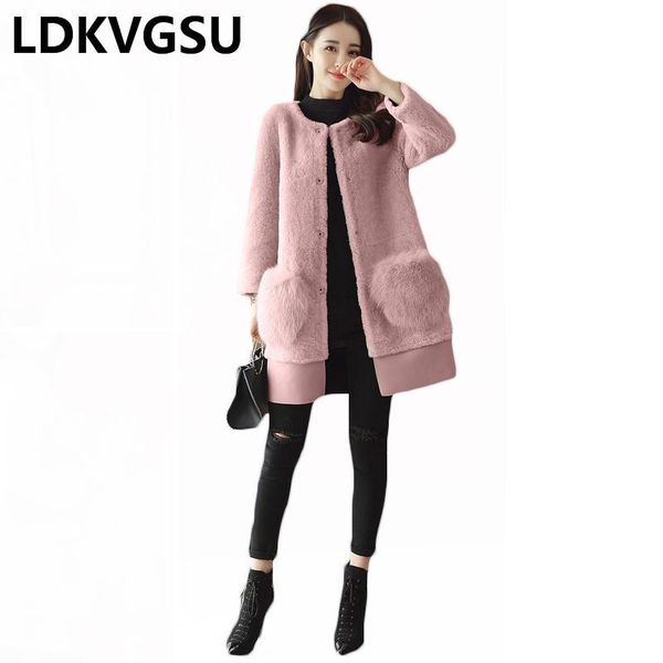 women's fur & faux fashion women jacket 2021 winter mid-length loose overcoat elegant round neck femael and coat is1016, Black
women's fur & faux fashion women jacket 2021 winter mid-length loose overcoat elegant round neck femael and coat is1016, Black