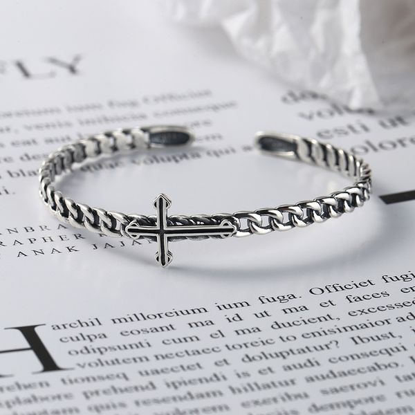 2020 Fashion Original Design Jewelry Sterling Silver New Old Vintage Cross Bracelet Iron Chain Silver Jewelry Ing