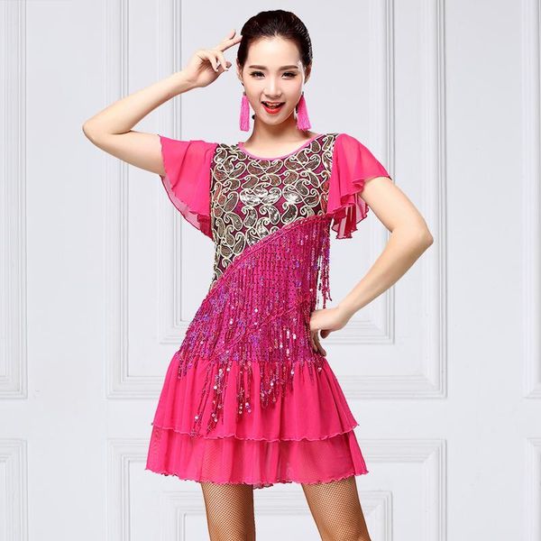 stage wear shining latin dress ladies dance big size xxxl 2021 competition red fringe rumba performance costume vdb267, Black;red
stage wear shining latin dress ladies dance big size xxxl 2021 competition red fringe rumba performance costume vdb267, Black;red