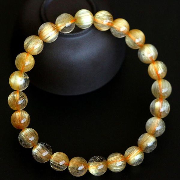 beaded, strands 6a 8" natural genuine titanium gold hair rutile quartz stretch bracelet round beads, Black
beaded, strands 6a 8" natural genuine titanium gold hair rutile quartz stretch bracelet round beads, Black
